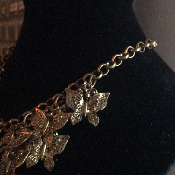 Gold-Tone Butterfly Bib Statement Necklace - Picture 2 of 4